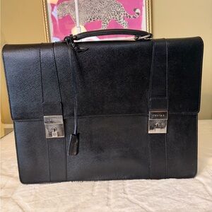 Vintage Celine Black Leather Men's Briefcase